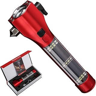 SINSEN 16-in-1 Multifunctional Emergency Safety Flashlight with Window Breaker & Solar Recharge