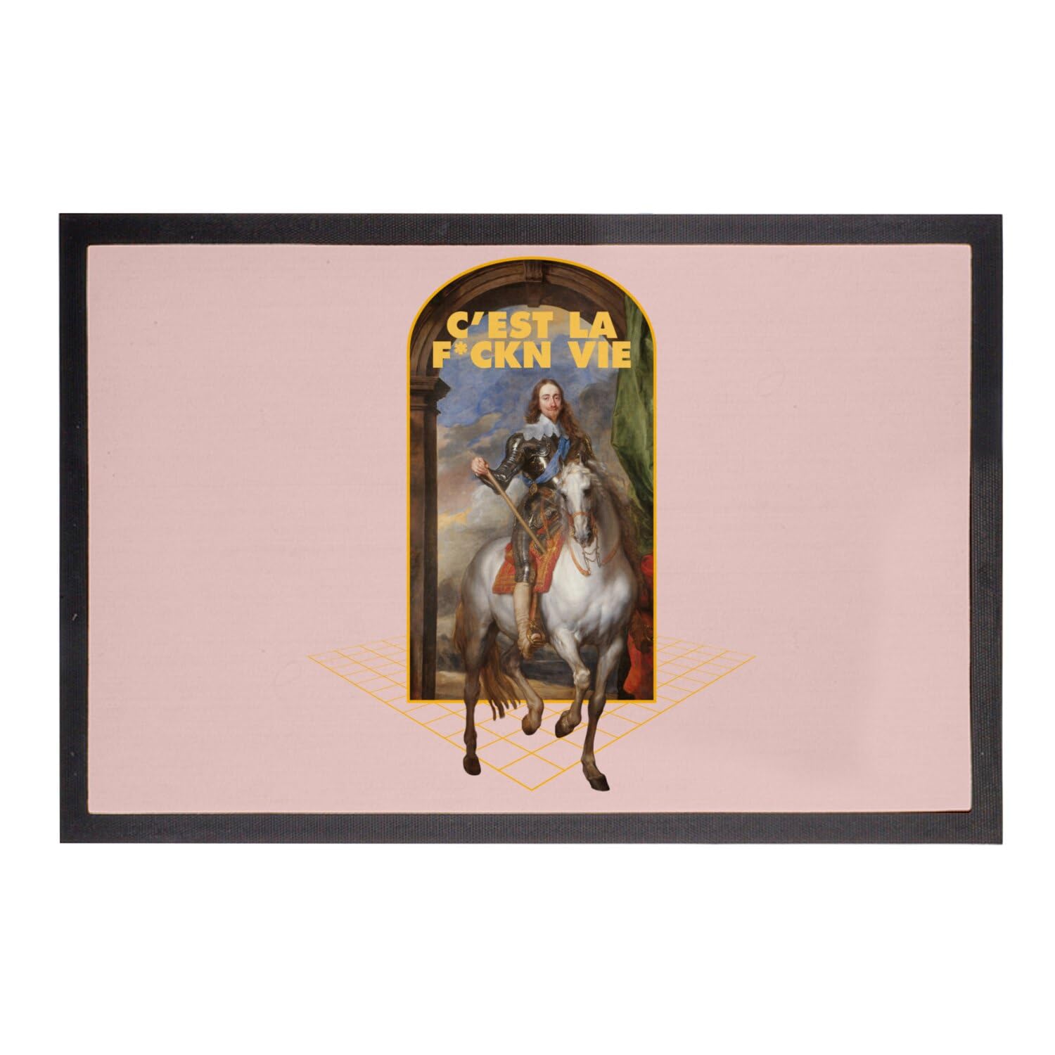 Paillasson rose vintage humour pour entrée appartement stylée