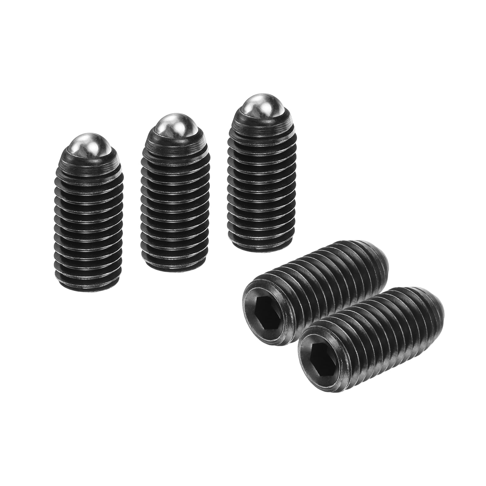 sourcing map 5pcs Screw Thread Ball Plunger M14 x 30mm High Carbon Steel Hex Socket Spring Plunger Ball for Lubrication Pneumatic Tools, Black