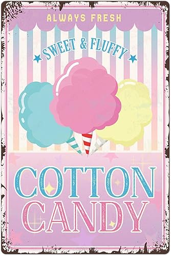 Cartel de metal con texto en inglés Sweet Fluffy Cotton Candy con texto en inglés Retro Print, póster decorativo para pared, decoración de cocina,