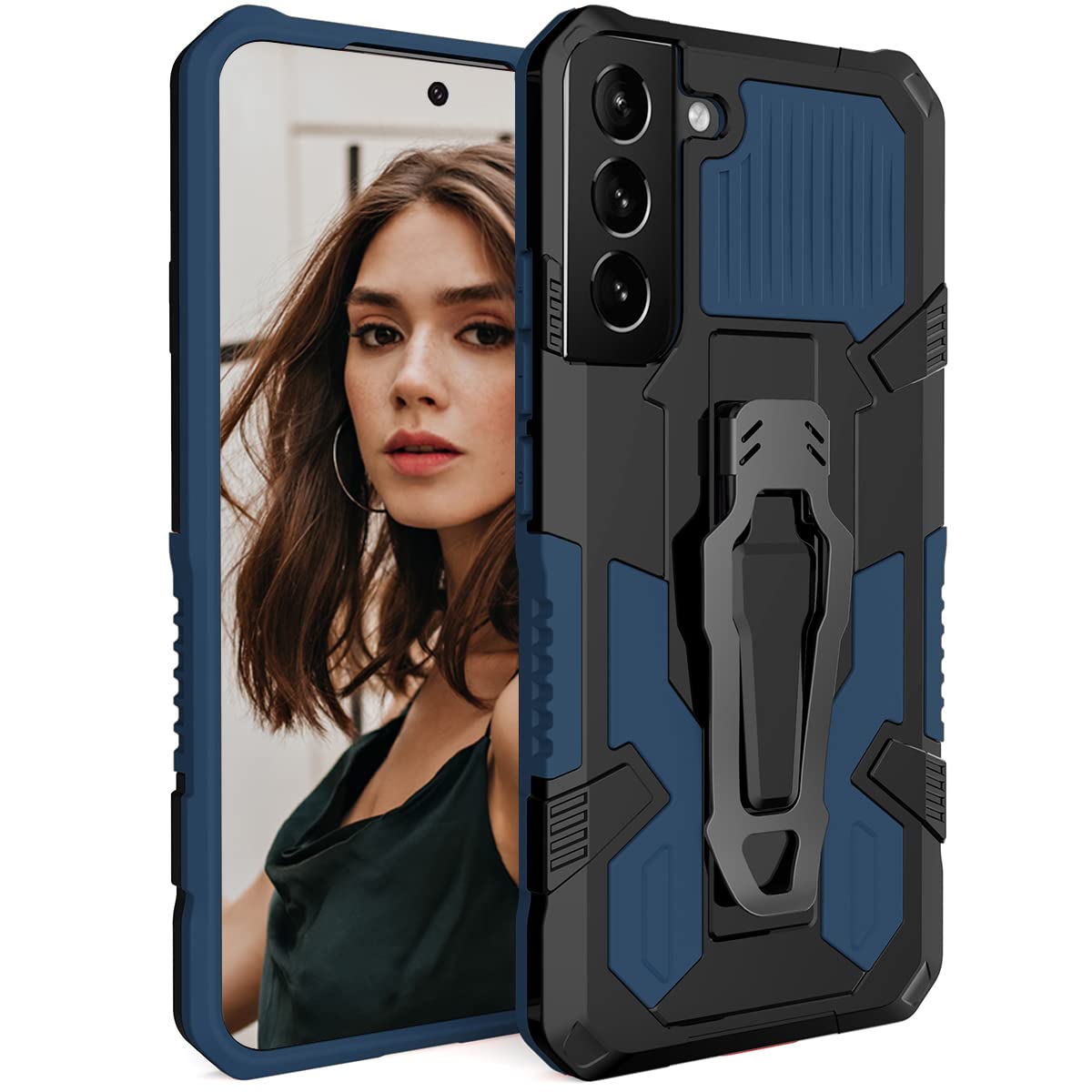 CCSamll for Samsung Galaxy S22 Plus Case (Not S22) with Metal Belt Clip Holster, Military Grade Drop Protection Cover with Kickstand Phone Case for Samsung Galaxy S22 Plus JJ Blue