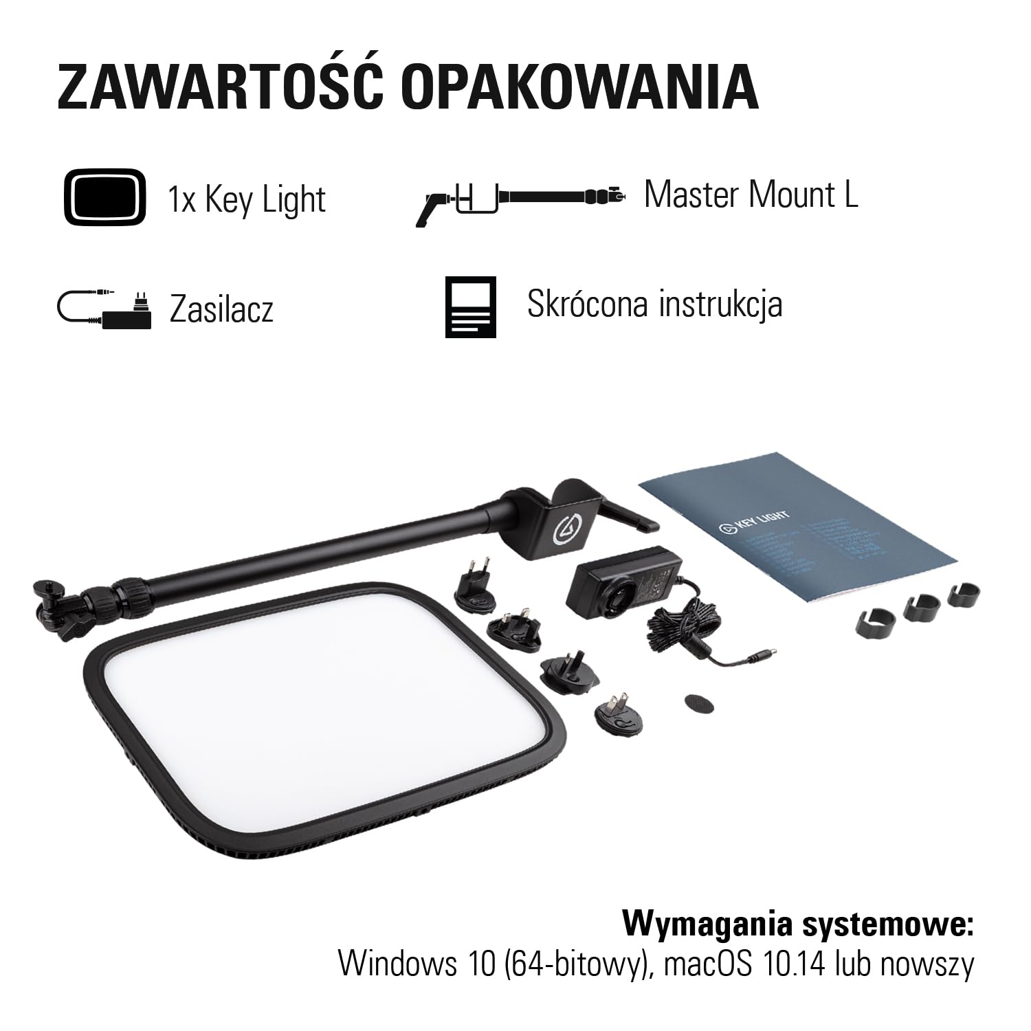 Elgato Key Light, oświetlenie studyjne 2800 lumenów | Zacisk na biurko, transmisje, nagrywanie, wideokonferencje, regulacja w aplikacji, Mac, PC, iOS, Android