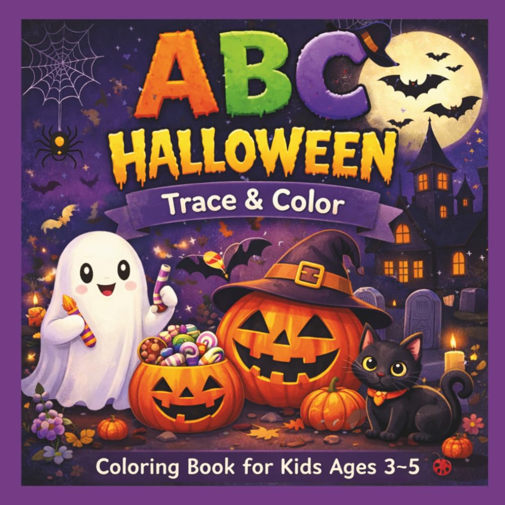 ABC Halloween Coloring Book for Kids: A LoveBug Learning Book: Trace & Color Spooky-Cute Halloween Words from A to Z
