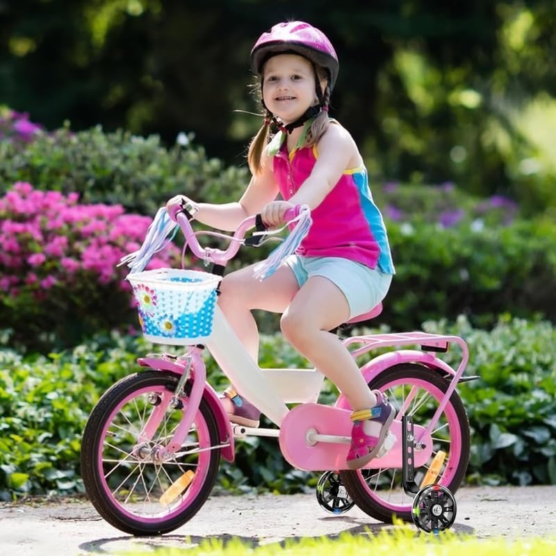 Miniatura 6 de Ruedas de entrenamiento ajustables para bicicleta infantil, rueda de silencio flash, kit de estabilizador de bicicleta, para bicicletas de 12, 14,