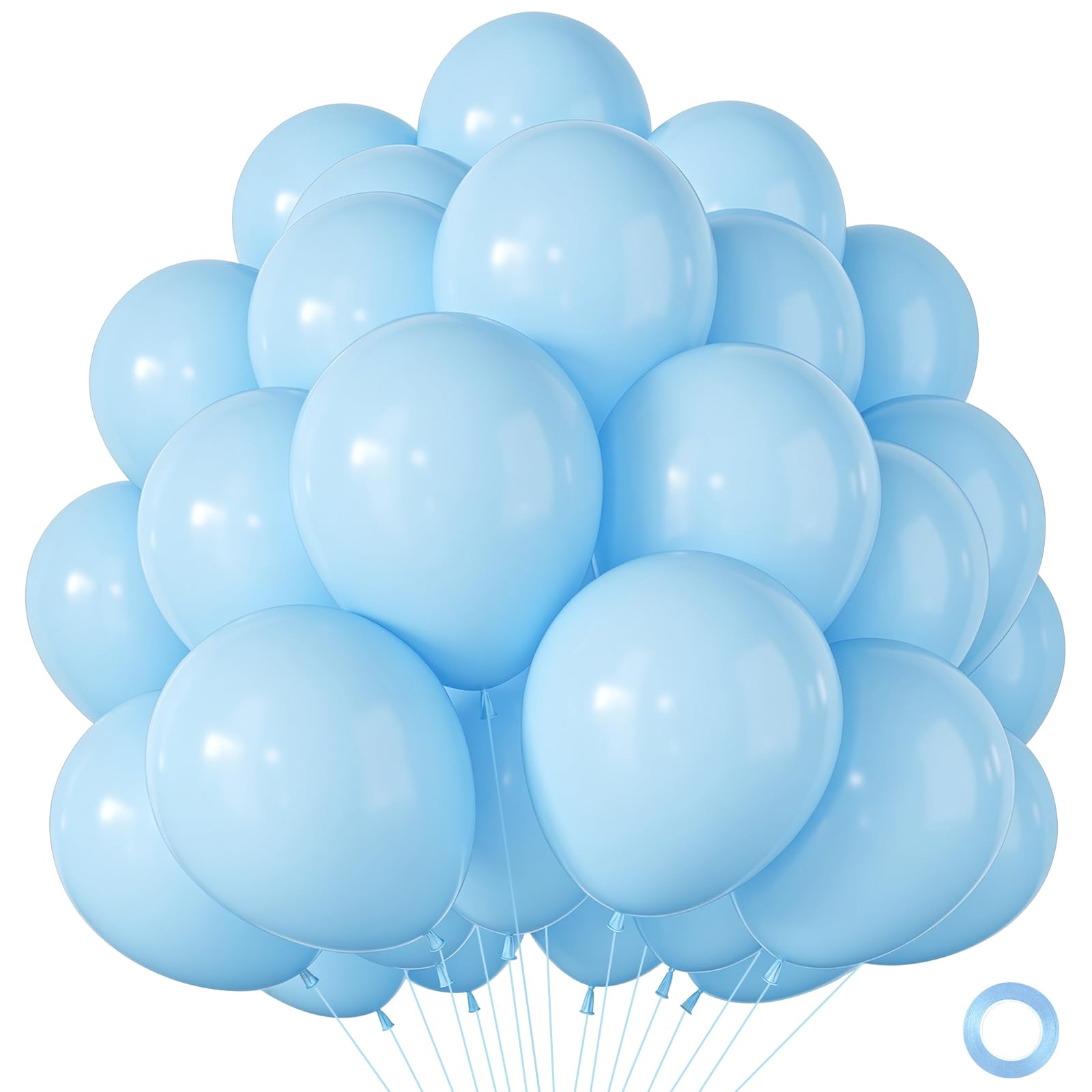 Baby Blue Balloons 100 Pack, Light Blue Birthday Balloons, Round Latex Helium Balloon For Boys Birthday Wedding Baby Shower Father's Day Gender Reveal Anniversary Graduation Engagement, 12 Inch