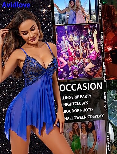Image of Avidlove Lingerie for Women Lace Babydoll Sleepwear Boudoir Outfits Plus Size Langeray XS-5XL