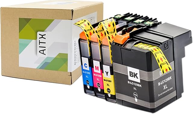 AITX Ink Cartridge Compatible replacement for Brother LC125XL LC129XL Black C M Y Use in MFC-J6520DW, J6720DW, J6920DW Printer, Multipack