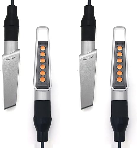 DEMYPROX Mini luces LED intermitentes para MT-07 MT-09 FZ-09 MT-10 YZF R1 R3 R6 R25 FJ09 FZ07 FZ1CB1000RR (sin secuencial, plateado-4 piezas)