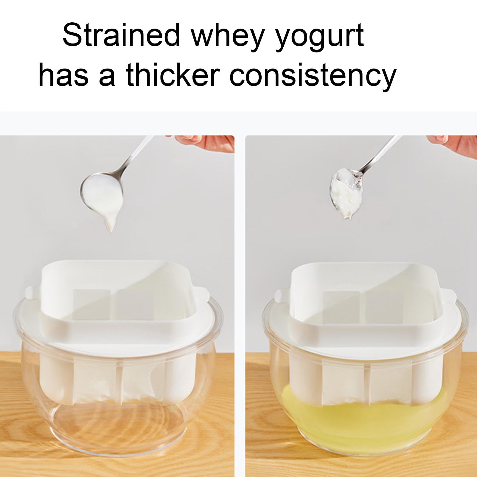 Joghurt-Molken-Trenner, abnehmbarer hausgemachter Joghurtbecher, wiederverwendbarer Joghurt-Molken-Trenner, Joghurt-Maker-Behälterteile mit Thermometer, transparenter Joghurtfilterbehälter zum