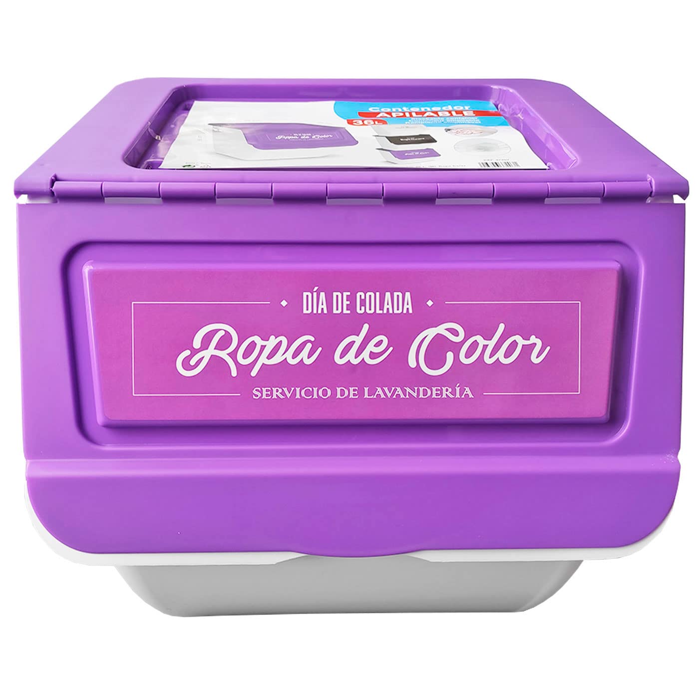 Set 3 Contenitori Impilabili In Plastica Con Ruote 36 Litri – Bianco, Per Biancheria Sporca, 36x38,5x38 Cm