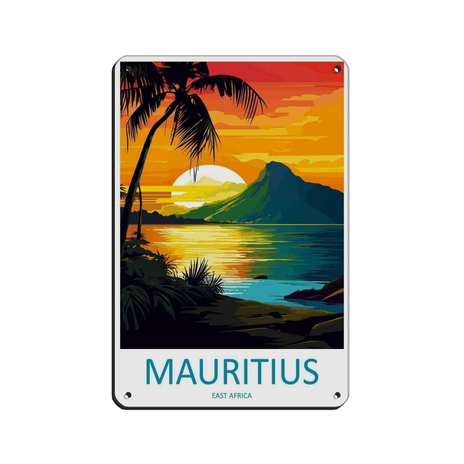 Mauritius Travel Art East Africa Art Lover Gift (83) Tin Sign Vintage Metal Pub Club Cafe Bar Home Wall Art Decoration Poster Retro 8x12inch(20x30cm)