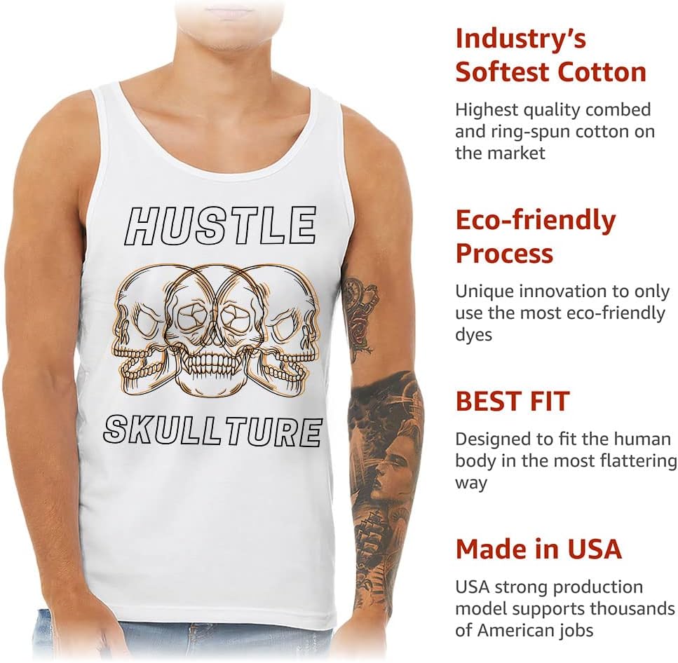 Hustle Skullture Tank - Cool Workout Tank - Skull Jersey Tank