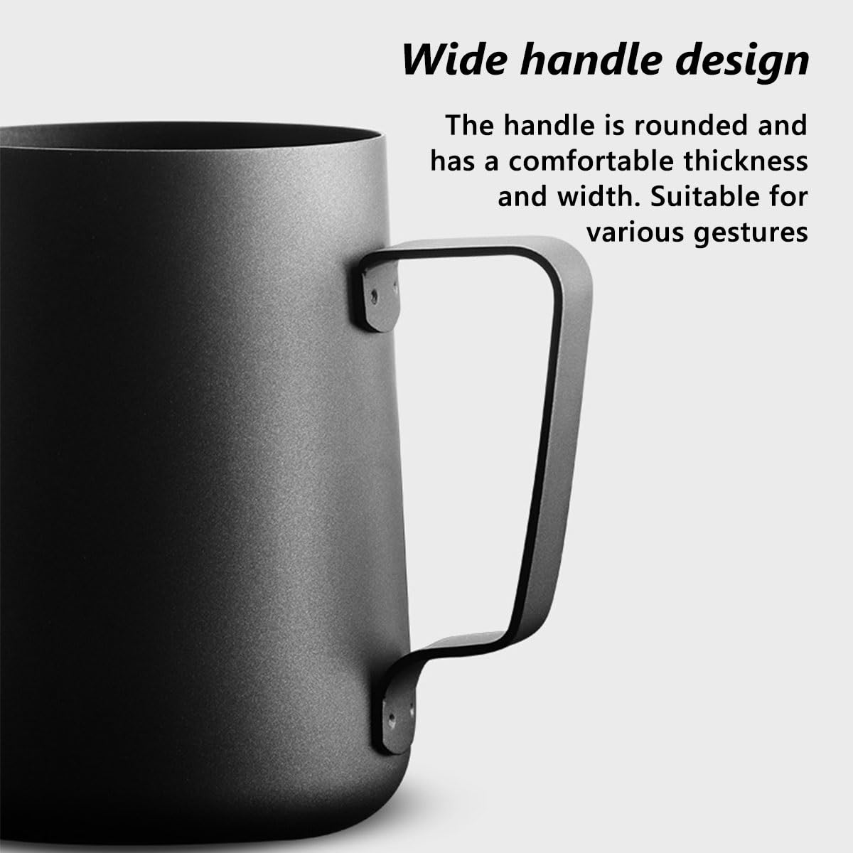 YCKEGEW Pichet À Lait Noir Mousseurs À Lait pour Espresso en Acier Inoxydable 12oz 20oz pour Les Accessoires De Machine À Espresso Cappuccino, Finition Mate (Color : Nero, Size : 600ml/20oz)