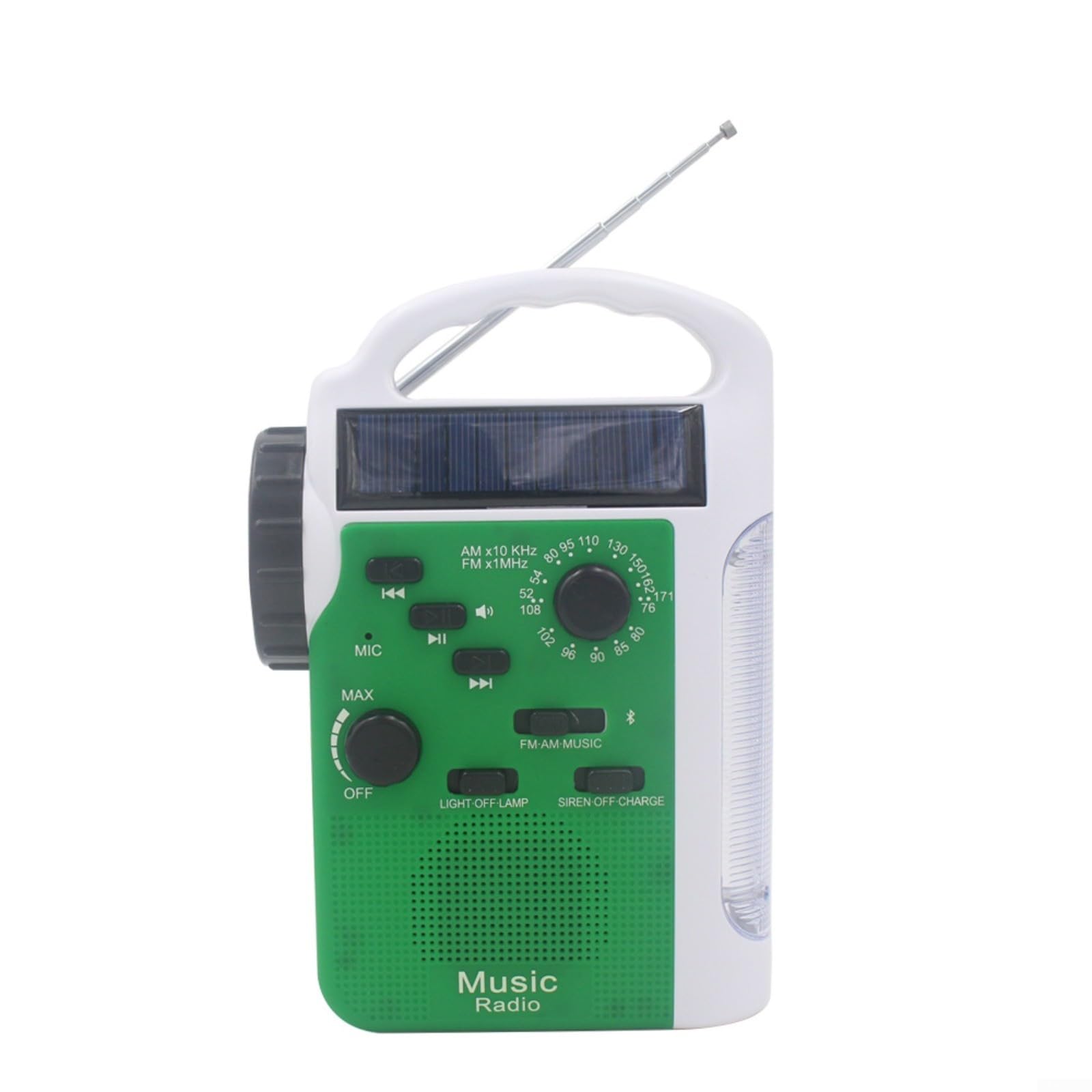 Radio d'urgence Multi-Fonctionnelle Radio et Lampe de Poche Solaires ainsi Manuelles chargeur de téléphone portable(green)