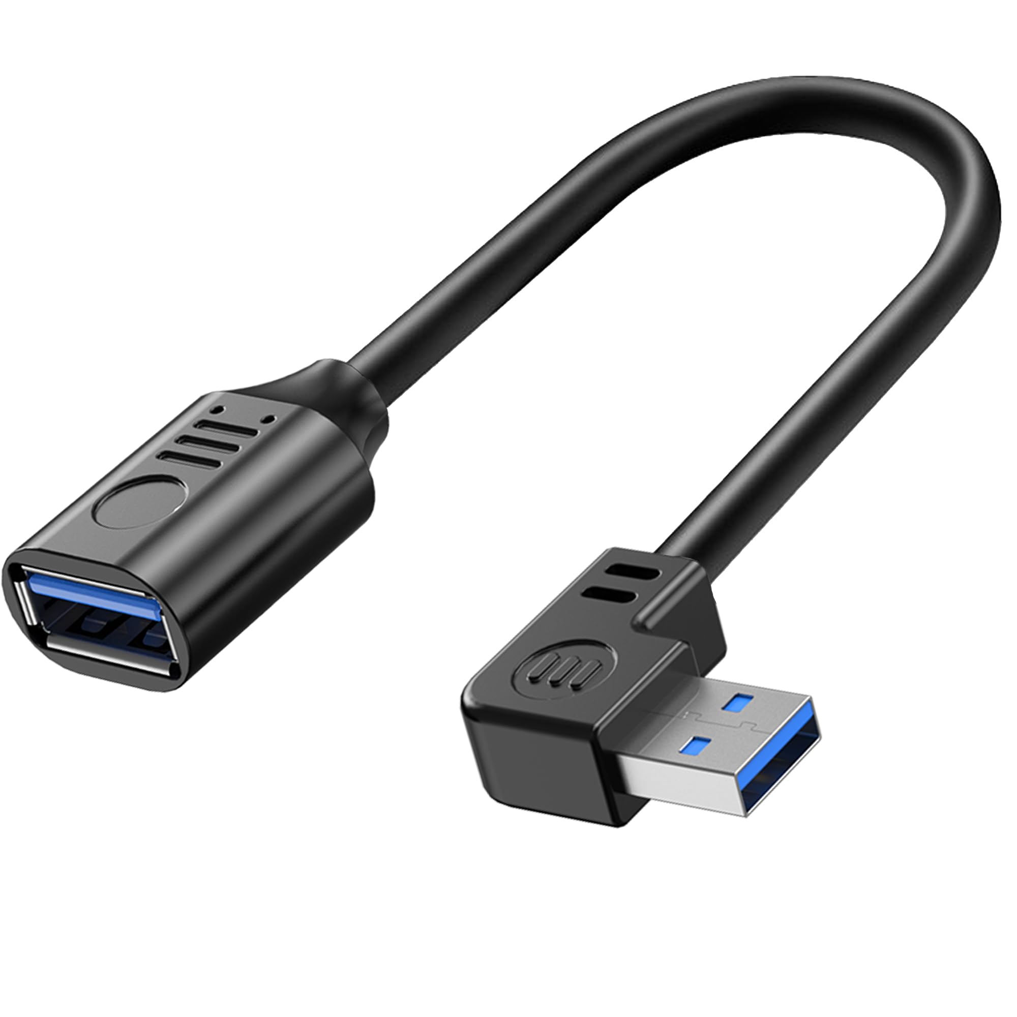 MISYNLON Short 90 Degree USB Extension Cable 0.3M/1Ft, Right Angle USB 3.0 A Male to Female Extender Cord Support Charging Data Transfer, for Laptop