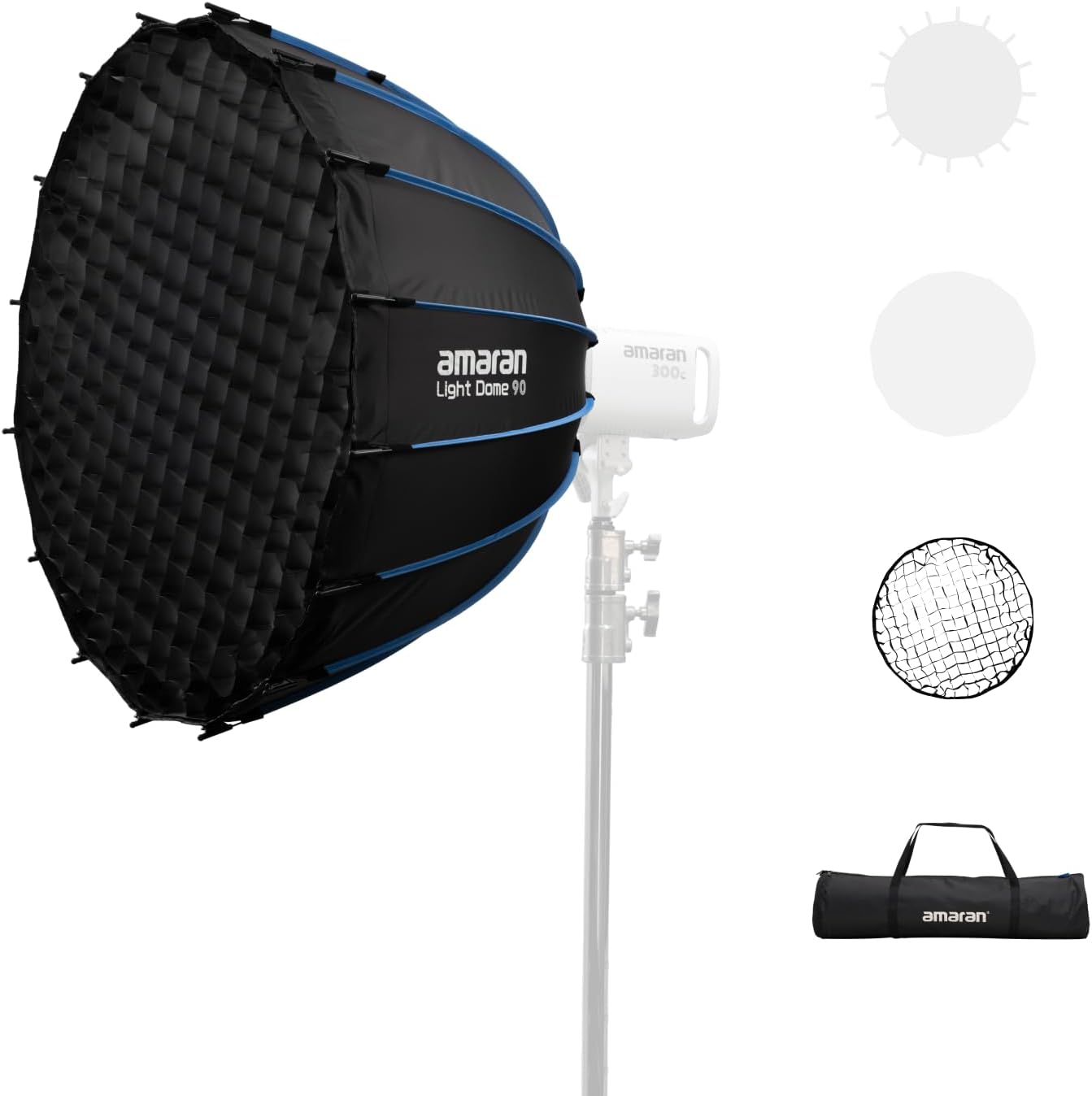 amaran Light Dome 90 Softbox,One-snap Quick-Release Foldable Bowens Mount Soft Light Modifier Lighting Studio Control Modifiers Softbox for amaran 60/100/200/300c/150c (Light Dome 90)