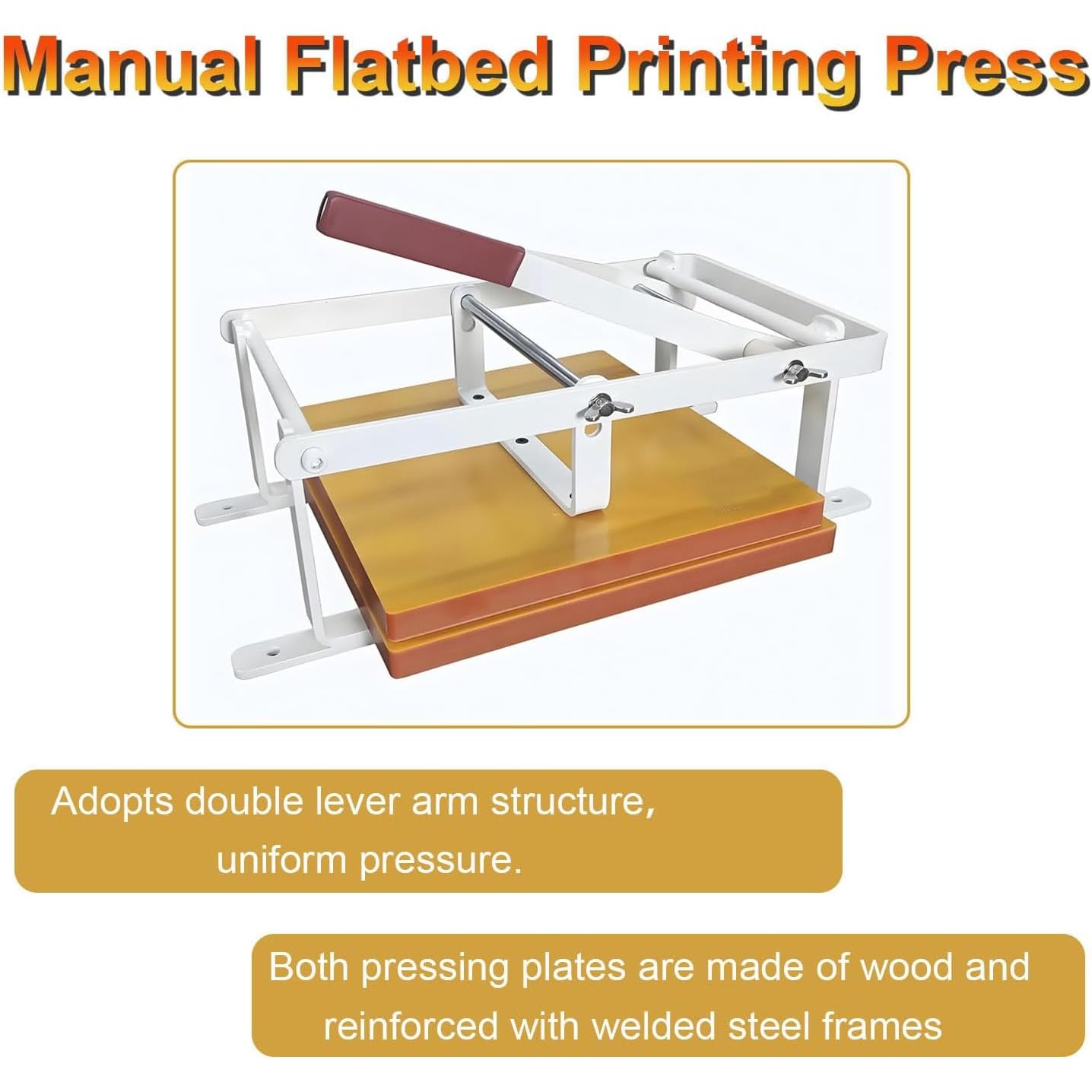 Máquina de impresión manual de prensa plana, prensa de linóleo de 12 x 12 pulgadas con agujero de eje de posicionamiento doble y ajuste de altura para corte de tinta de bloque de madera y linóleo