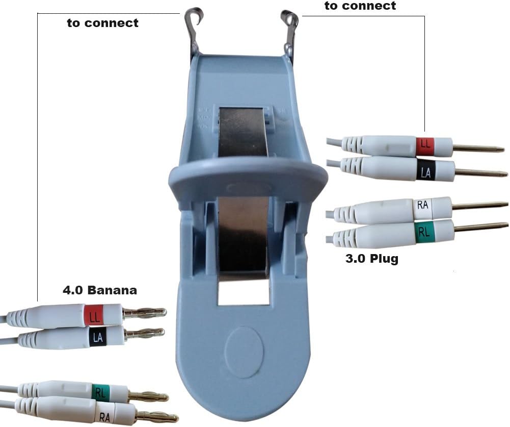 ECG/EKG Adult Limb Electrode for 3.0 Plug/4.0 Banana Plug -4 Pieces/Set (Gray)