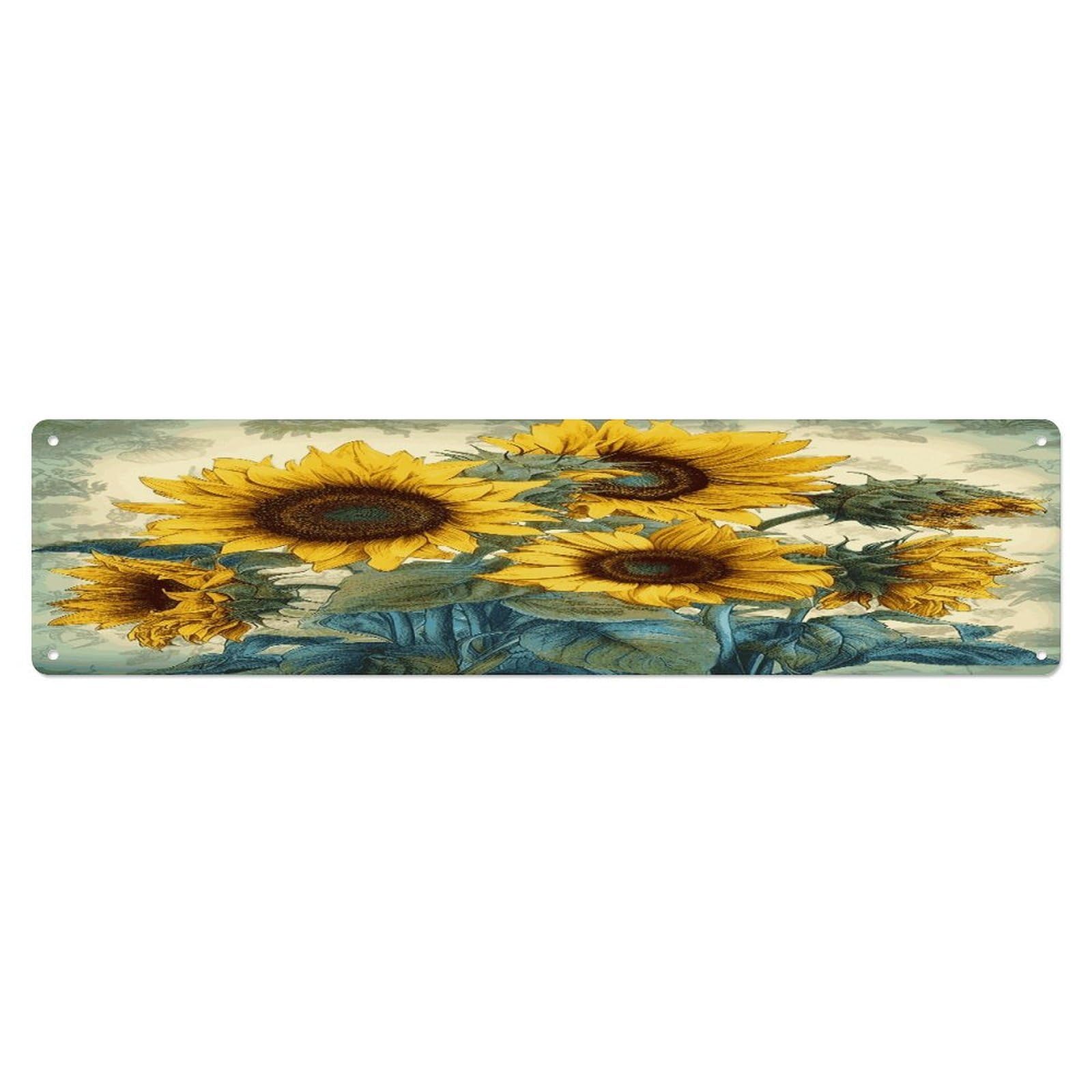 Adfgyerh Style Sunflower Print Wall Decor Aluminum Waterproof. Plaque, Practical Gift,Sign 15.7X3.9 Inch Poster,For Home, Office, Business, Garage– Indoor/Outdoor