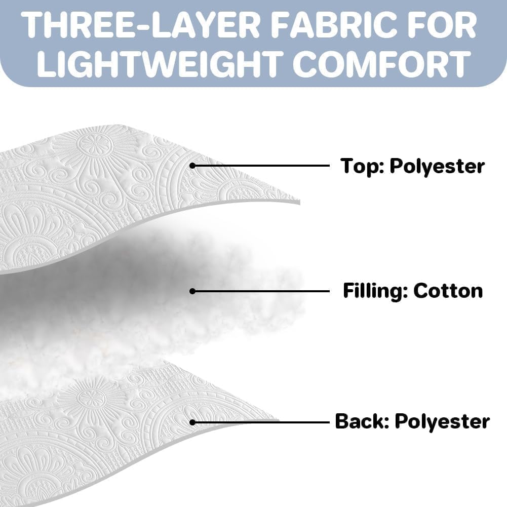 DUJUIKE Copriletto Matrimoniale, Piumone Trapunta Leggera, Coperta Da Letto Con Motivo A Girasole, Utilizzabile Come Copridivano, Lenzuolo, Adatta Per Letto E Divano (Bianco, 240x260cm)