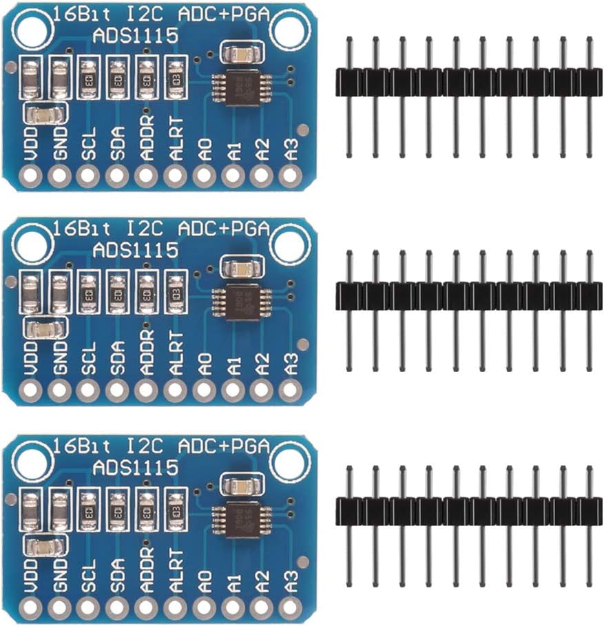 3pcs ADS1115 16 Bit 16 Byte 4 Channel I2C IIC Analog-to-Digital ADC PGA Converter with Programmable Gain Amplifier High Precision ADC Converter Development Board for Arduino Raspberry Pi
