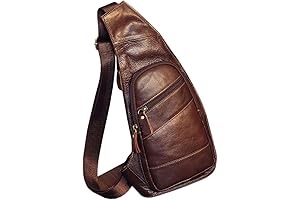 S-Zone Genuine Leather Sling Bag Crossbody Backpack for Everyday, Travel, Camping, Hiking