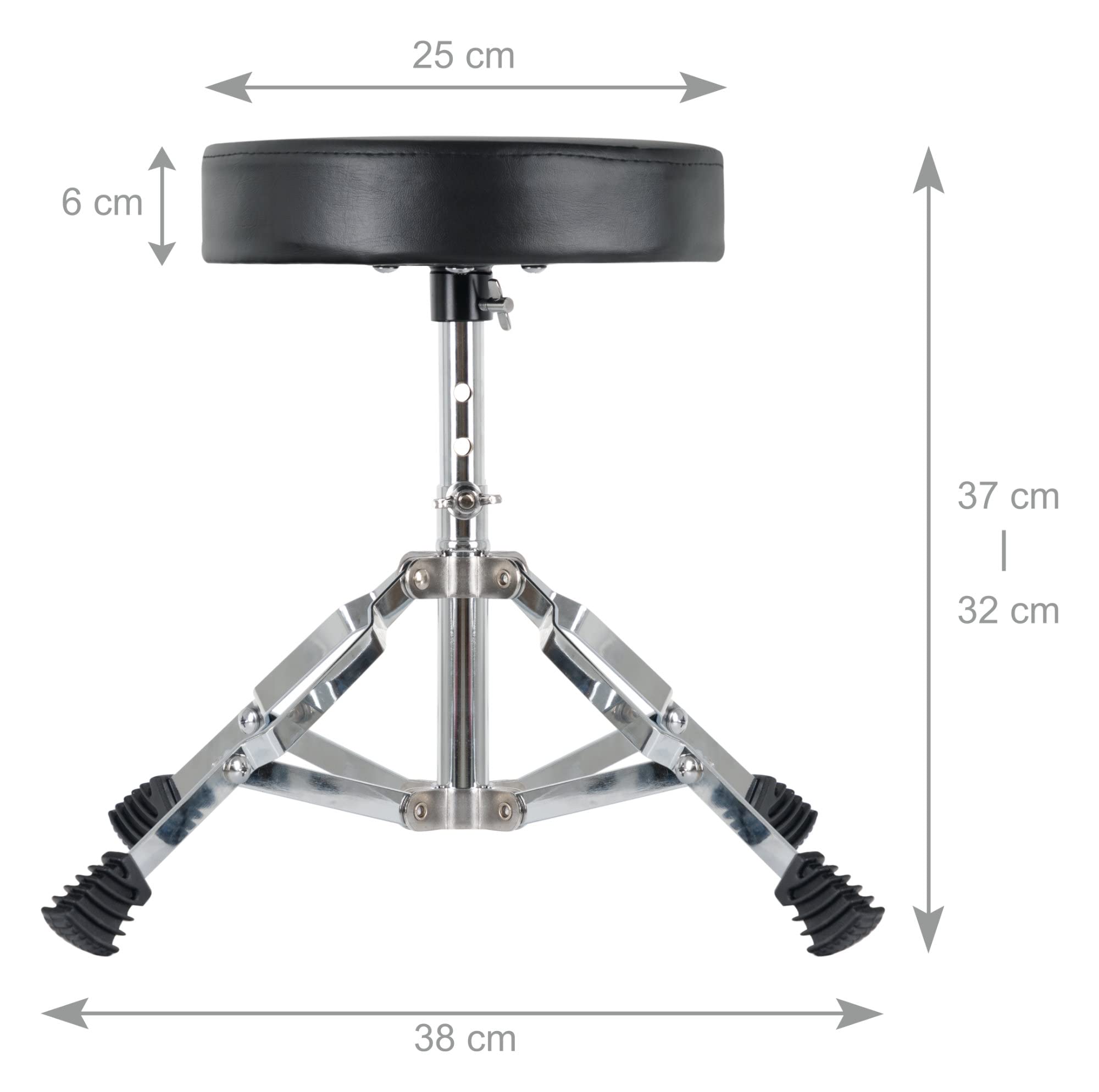 XDrum Sgabello Batteria Junior - Sgabello per Batteria per Bambini - Regolabile in Altezza in 3 Posizioni da 32cm a 37cm - Piedini in Gomma Stabili per Perfetta Stabilità