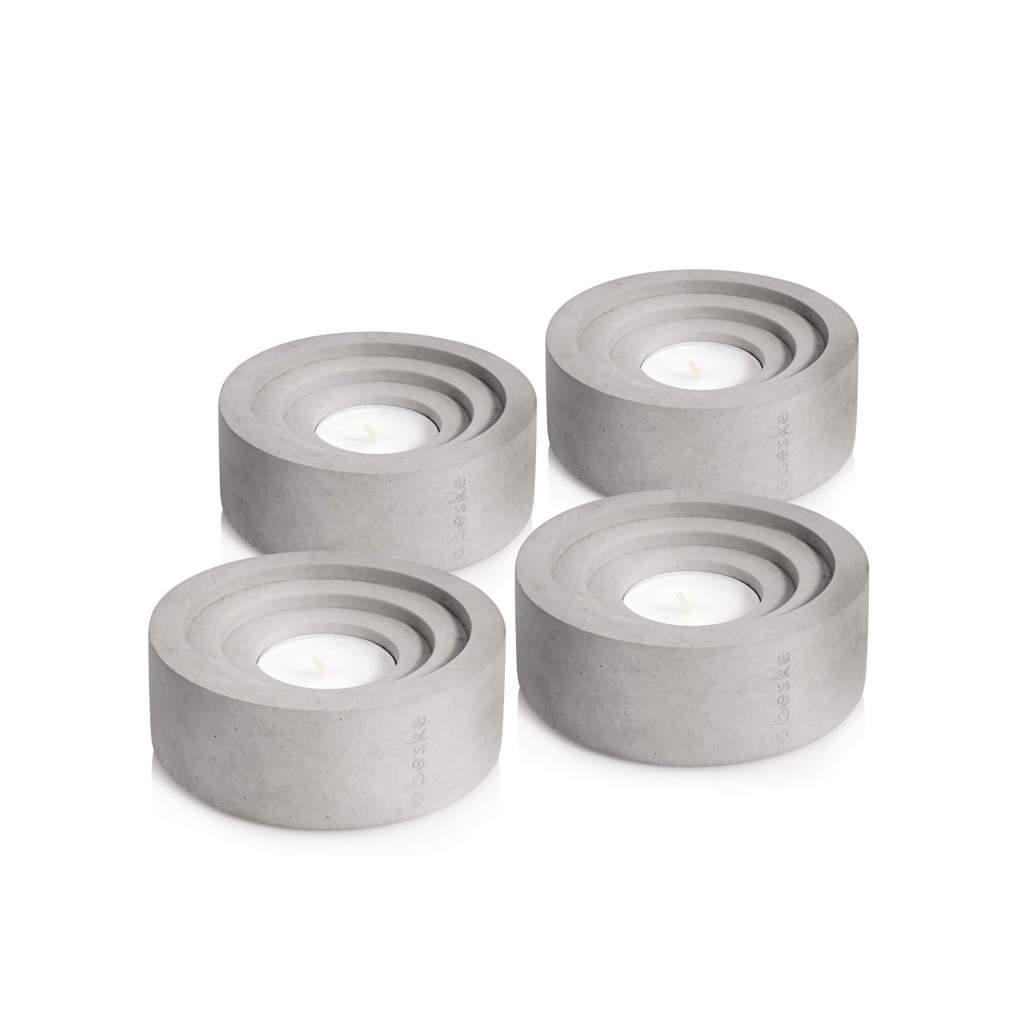 Teelichthalter 'Circum' der Beske-Manufaktur (Ø10cm, h4cm), hochwertigste Verarbeitung, 100% Handarbeit Made in Germany (SET 4 x Circum)