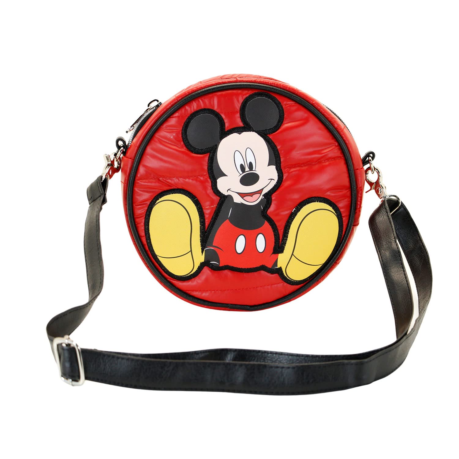 Disney Topolino Shoes-Borsa a Tracolla Rotonda Padding, Rosso, 18.5 x 18.5 cm