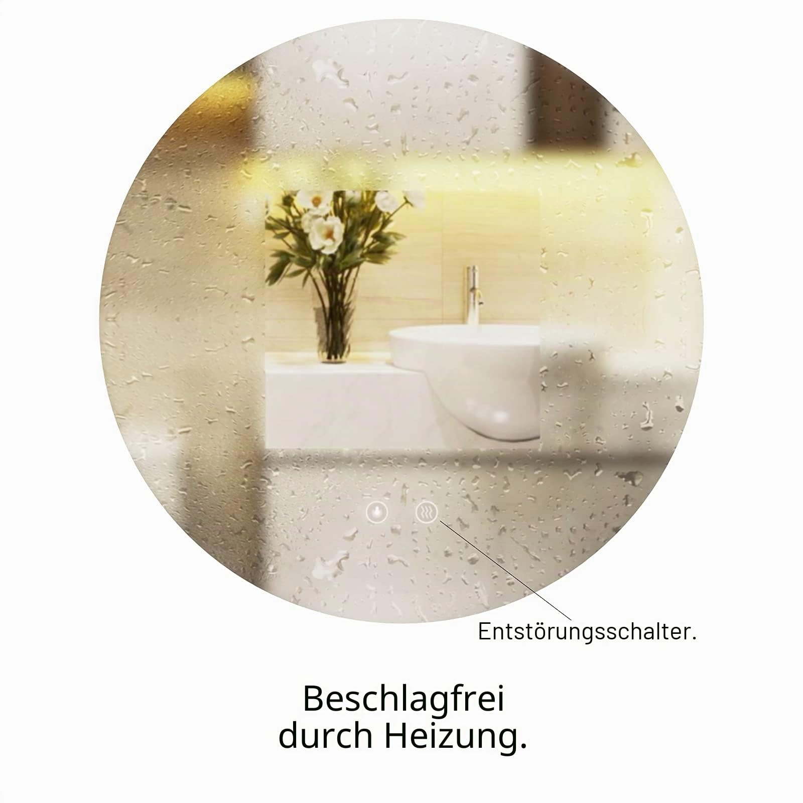 runder LED-Badspiegel 60 cm mit Anti-Beschlag und Touch-Schalter