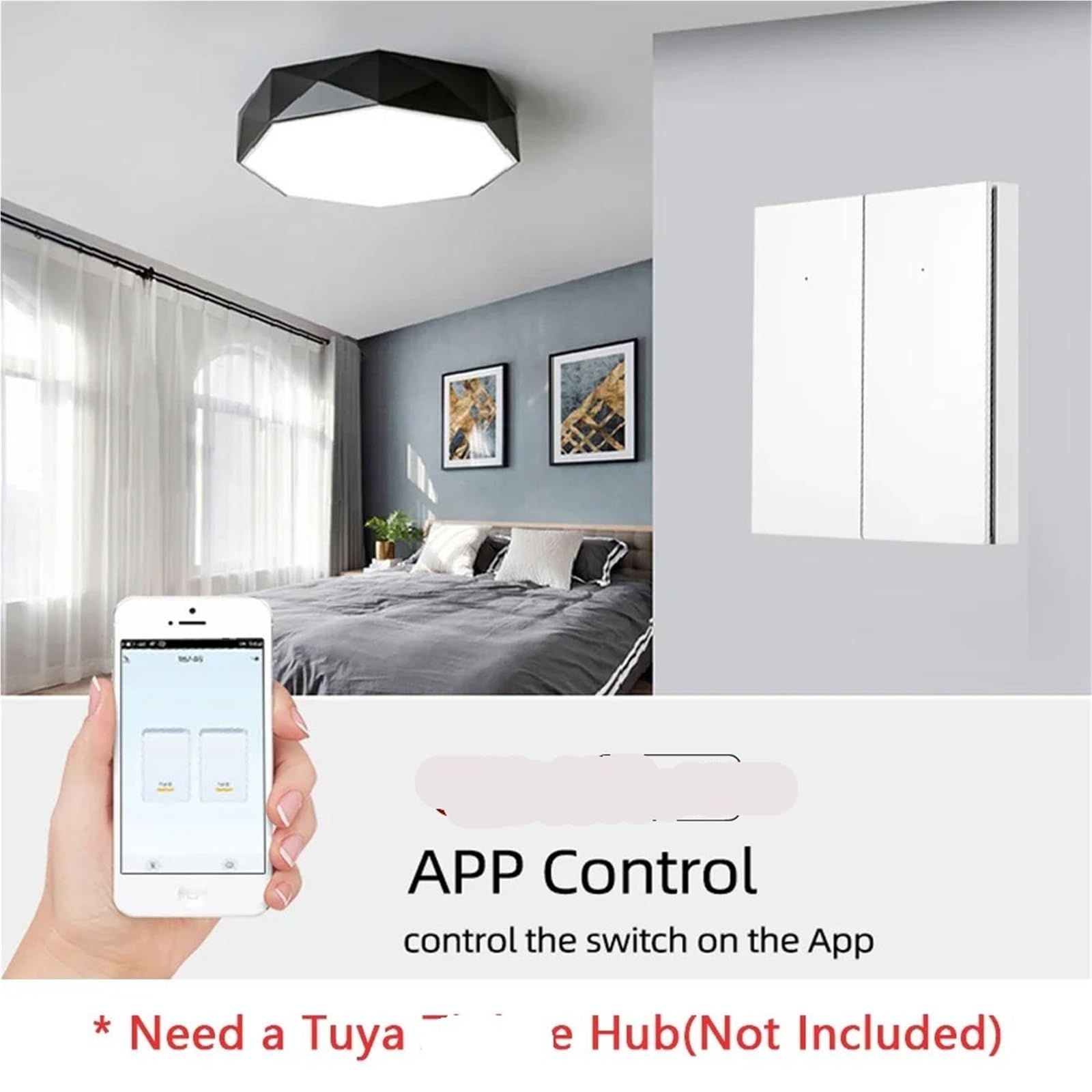 Conmutador Interruptor Pared Interruptor de luz inteligente con pulsador neutro, 1, 2 y 3 entradas, blanco negro, for pared, hogar(White 2-Gang)