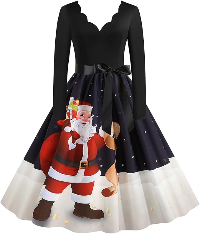 Amazon Co Jp Riguna クリスマス ワンピース 長袖 マキシ丈 ドレス ロングワンピ Vネック プリーツ Aライン お呼ばれドレス 大きいサイズ チュニック おしゃれ シンプル 無地 ワンピースドレス 通勤 普段着 デート 二次会 パーティー 服 ファッション小物