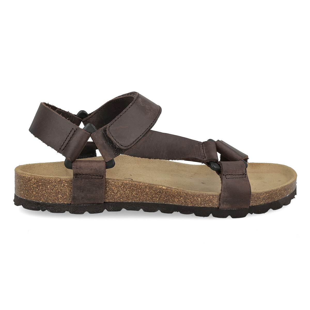 Sandalias de Piel de Dos Hebillas Unisex. Punta abierta. Chanclas Californianas Verano Cómodas en Cuero Tipo Bio. Plantilla Anatómica. Marrón, Negro, Cuero.