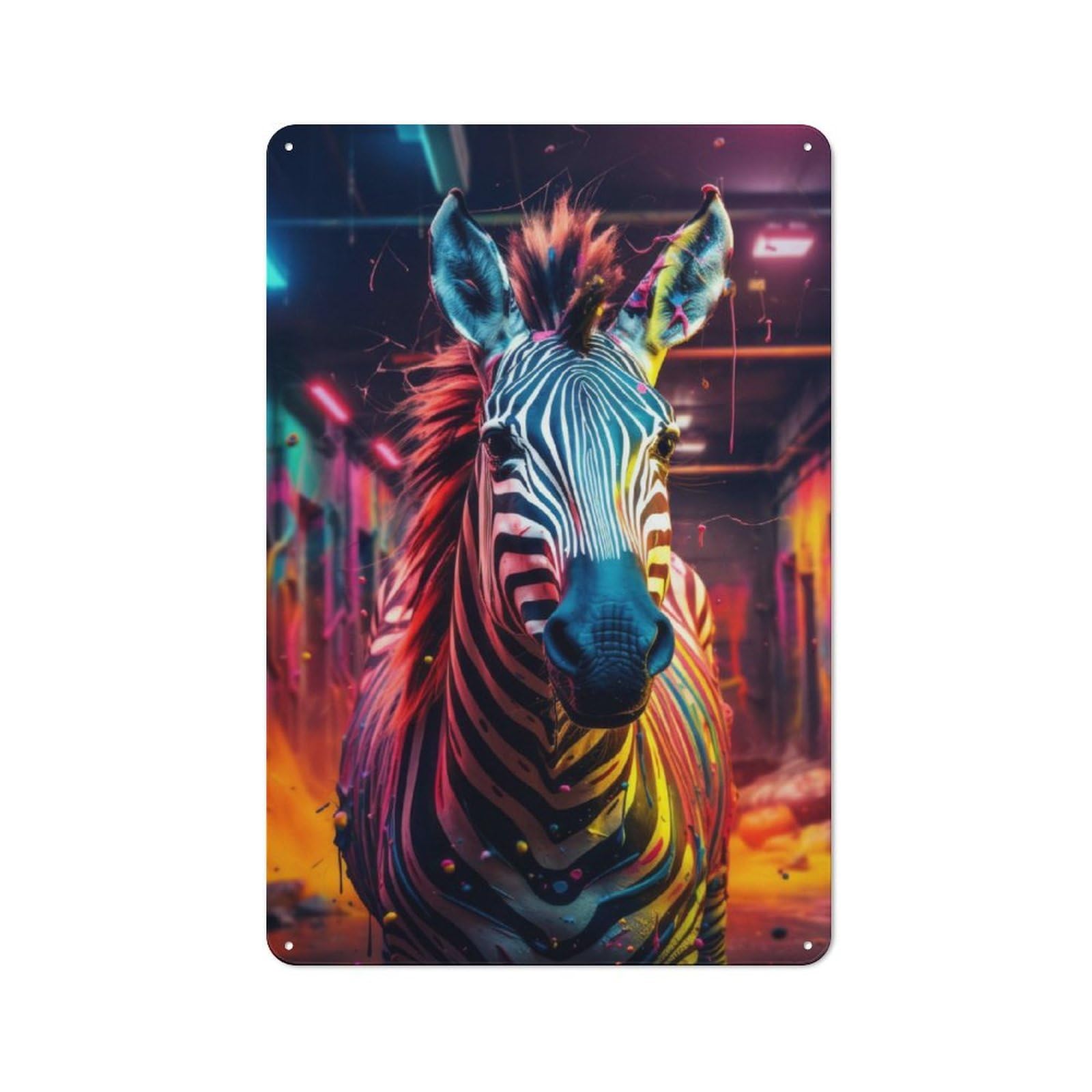Junmoney Urban Zebra Graffiti Art Vintage Metal Sign 30X20cm Featuring Home Bar Decor For Cafe, Pub, Workshop Or Home Bar