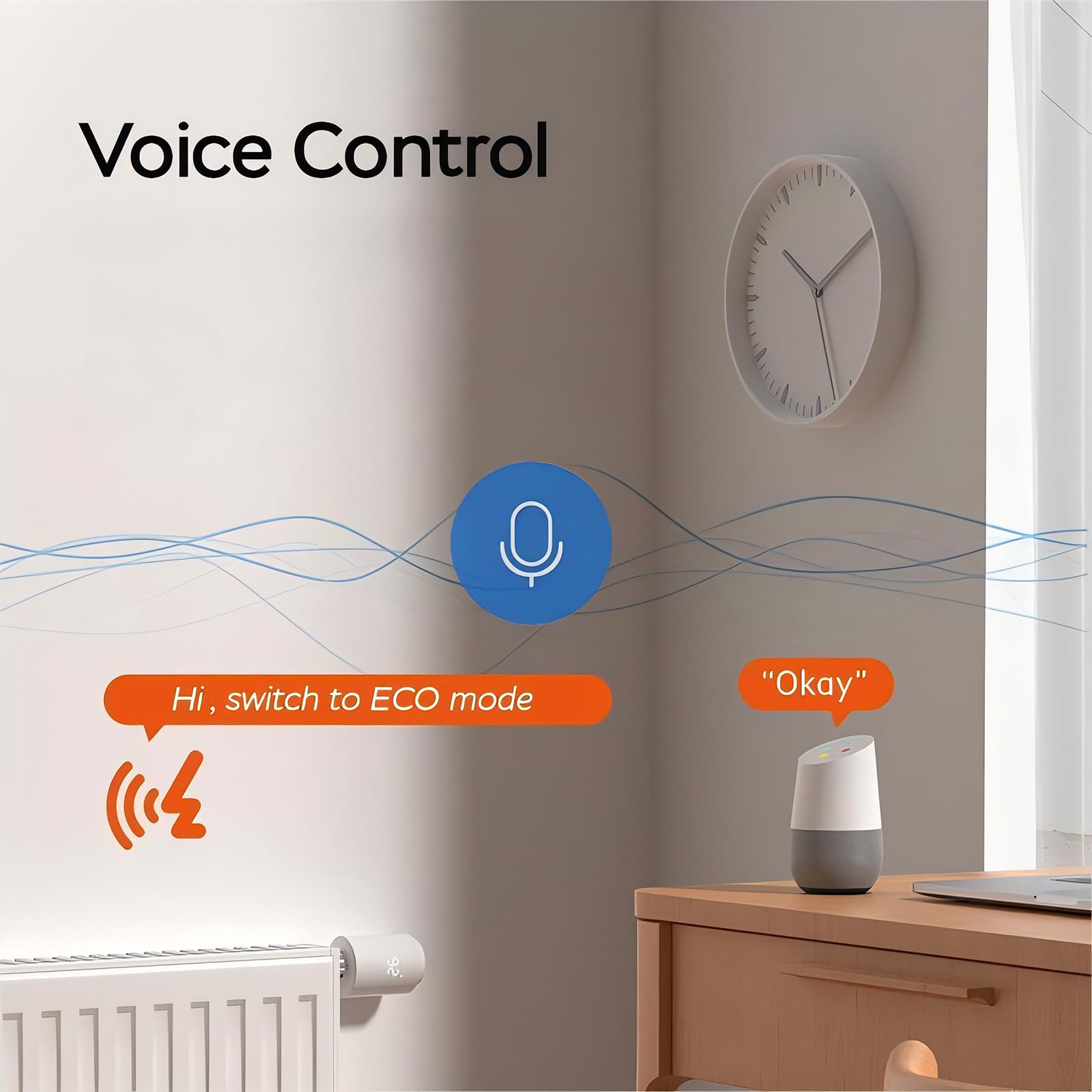 Termostato Intelligente per Radiatore, Valvola Intelligente per Termosifone aggiuntiva WiFi, Programmazione Settimanale Programmabile, Modalità Vacanze ed ECO, Termostati Wireless per Radiatori white