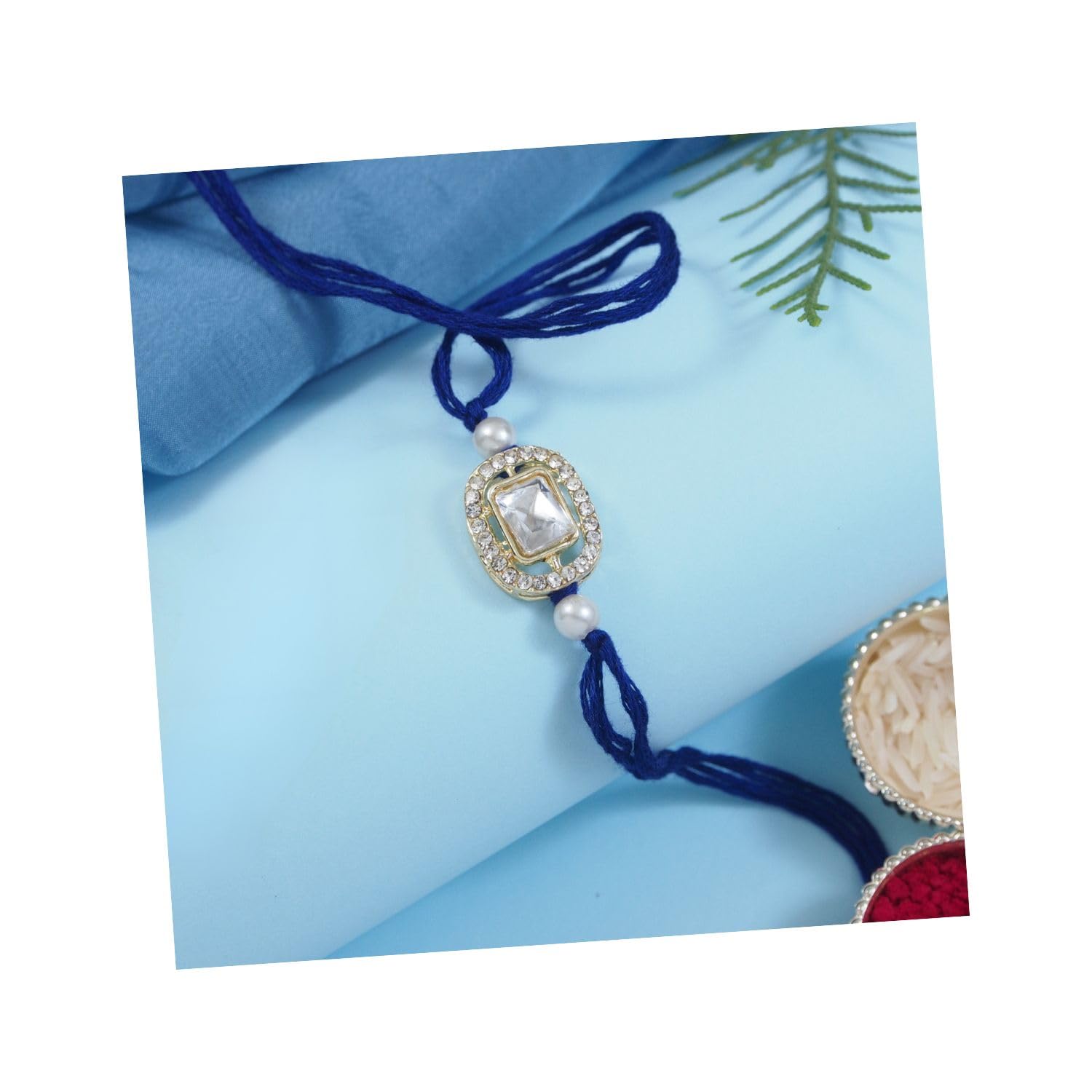 I Jewels Designer Kundan Pearl Bhaiya Rakhi With Roli Chawal & Rakshabandhan Card for Brother/Bro/Bhai/Men (R155) (Peach) (B0D7DK7B2H) Amazon Price History, Amazon Price Tracker