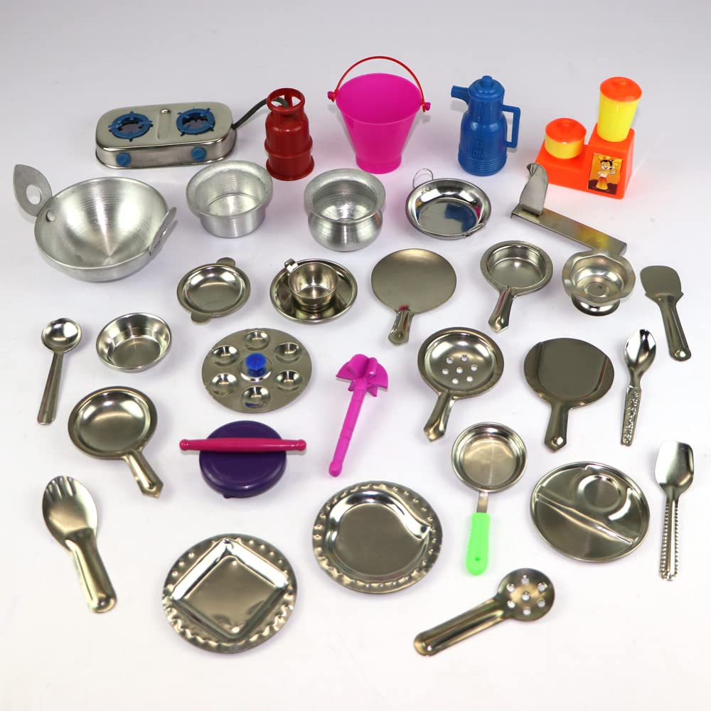 32 Pieces - Miniature Kitchen Set, Mini Kitchen Set, Kitchen Set for Kids Girls, Real Cooking Kit for Play, Steel Kitchen Set for Girls, Choppu Jaman, Miniature Cooking Set (Pack - 32) (B0BJ9CM73X) Amazon Price History, Amazon Price Tracker