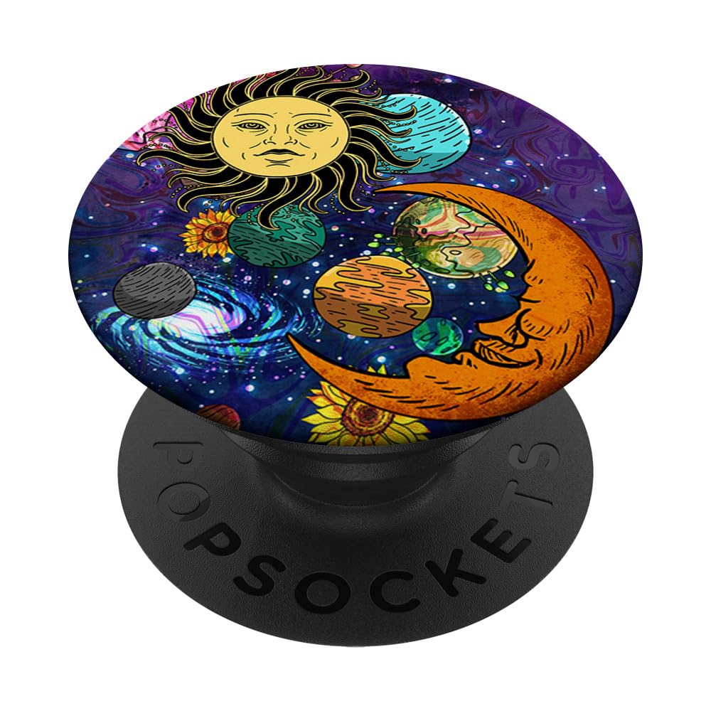 Moon Phase Astronomy PopSocket - Crescent Moon Galaxy Design Phone Grip