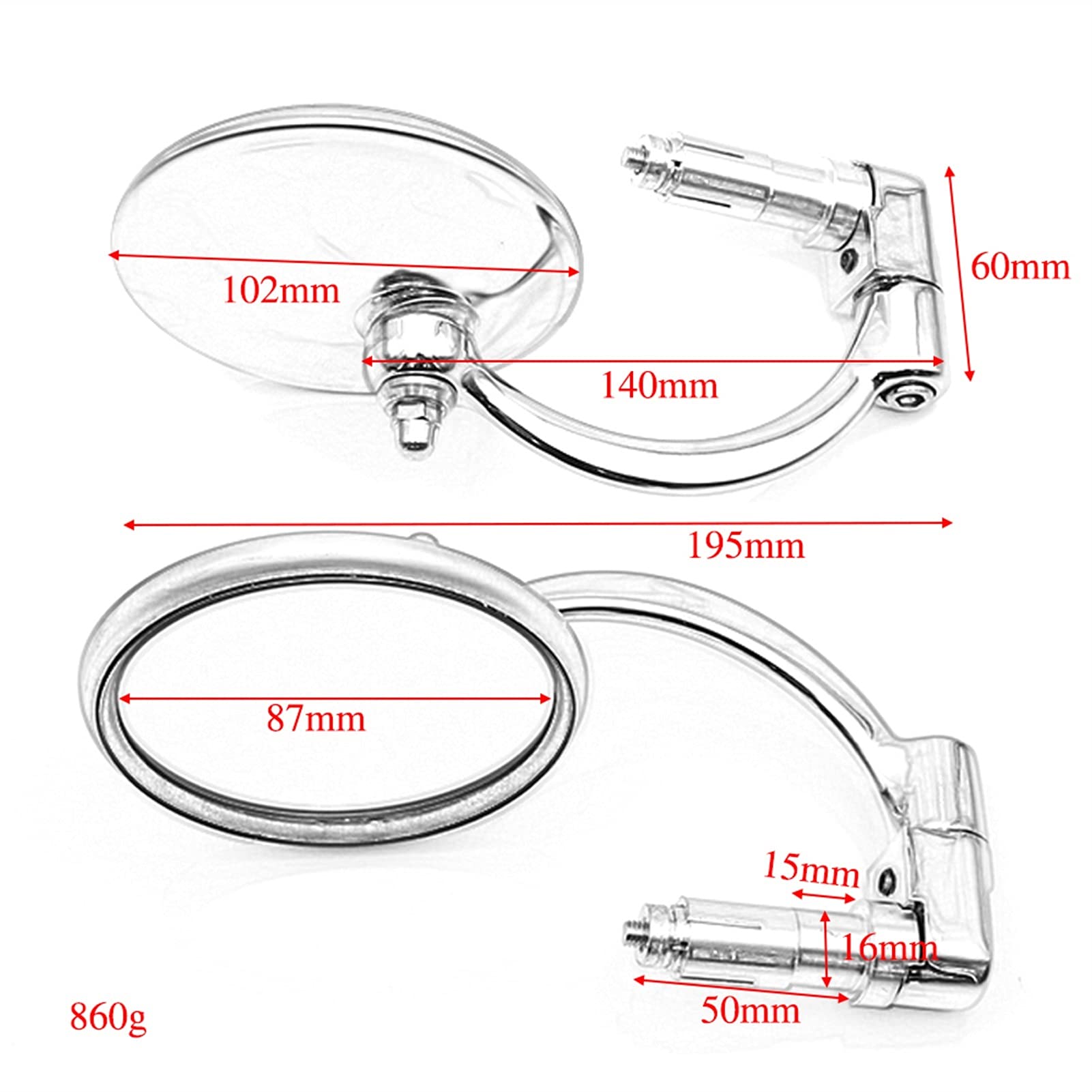Liudan Specchietti Laterali della Motocicletta Specchi for la Barra retrovisore della Moto for Gli specchi for l'incrociatore Chopper Bobber Cafe Racer CBR crf YZF ATV CF