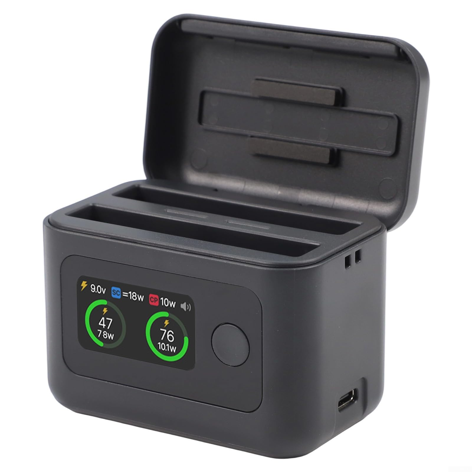 Estación de carga rápida con indicador LED para baterías Insta360 X5, 27 W, funda de carga inteligente con función bidireccional e indicador de estado en tiempo real, diseño compacto