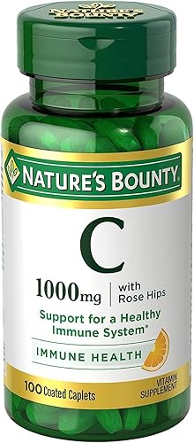 Nature's Bounty Vitamina C + Rosa HIPS, apoyo inmunológico, 1000 mg, cápsulas recubiertas, 100 unidades - Paquete de 2