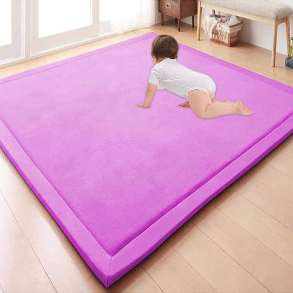 Alfombra grande de terciopelo coral suave, tapete de gateo para guardería, bebé y niños, alfombra gruesa y esponjosa, tapete de yoga antideslizante, 200 cm, 300 cm, 400 cm, opcional