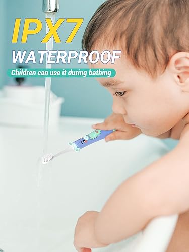 Miniatura 5 de NELL&WELL Cepillo de dientes eléctrico para niños, cepillos de dientes a batería con 3 cabezas de cerdas suaves para niños y niñas a partir de 3