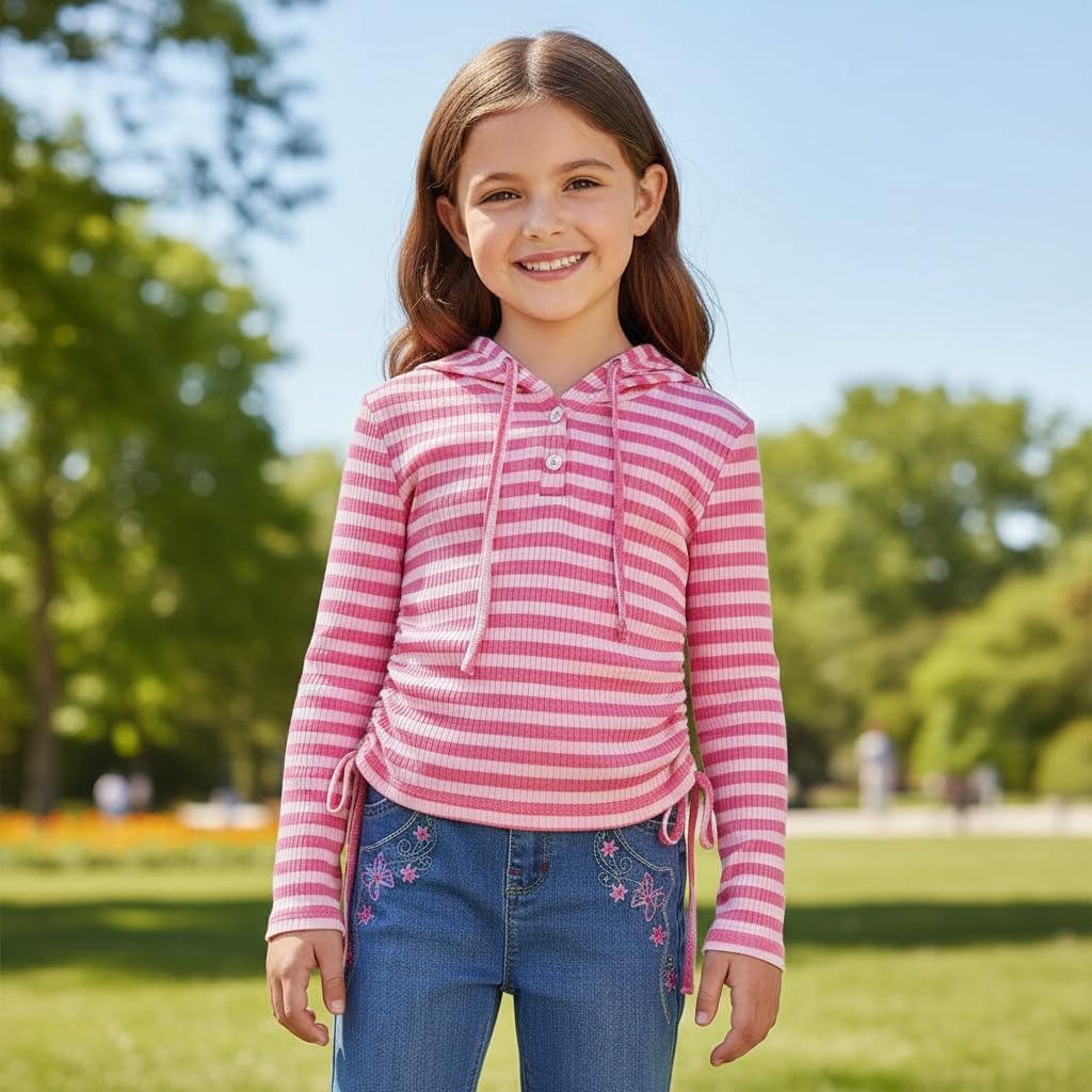 Peacolate 2-10Years Little Big Girls 2pcs Clothing Set T Shirt and Blue Embroidered Jeans - Image 6