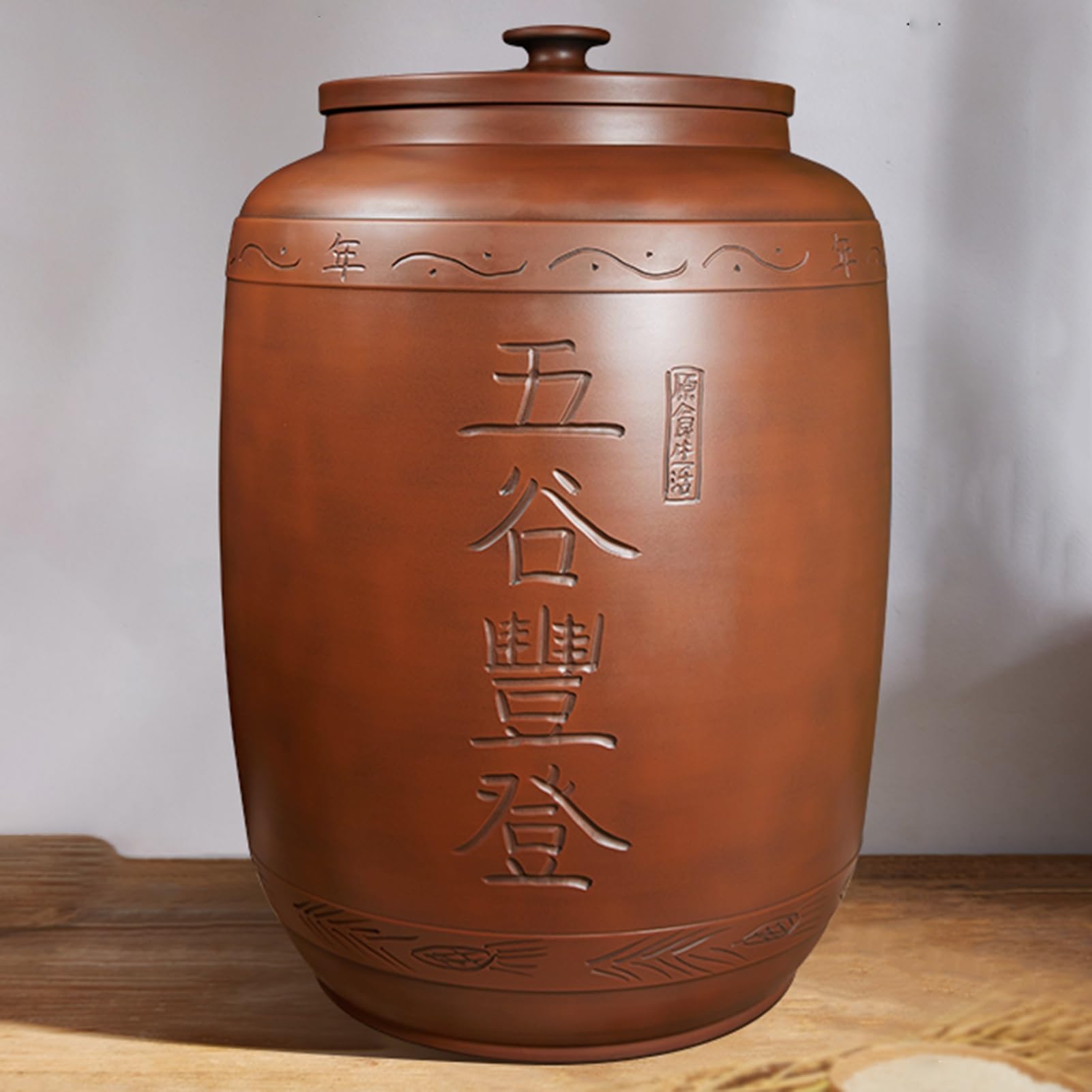 HARELA Ceramiczne pojemniki do przechowywania z pokrywkami, ceramiczne wiadro ryżowe, dozownik ziarna, hermetyczne przechowywanie żywności, do ryżu, soi, kukurydzy, mąki, płatków owsianych (50 x 33