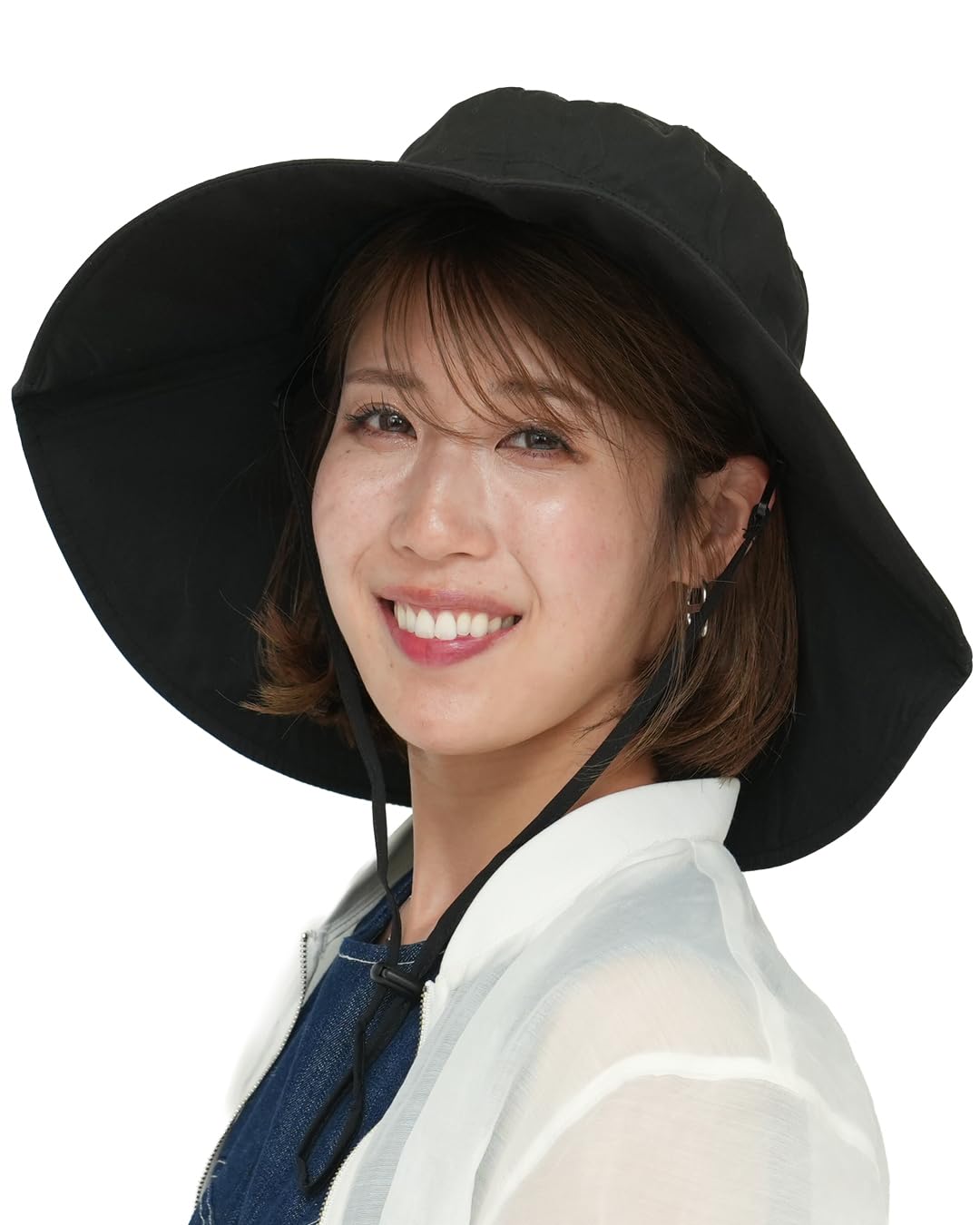 Monilo Women Parasol Hat UPF50+ Full Blackout Wide Brim UV Sun Hat Black
