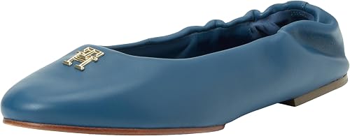 Tommy Hilfiger Bailarinas Mujer Elevated Elastic elegantes, Azul (Fossil Blue), 