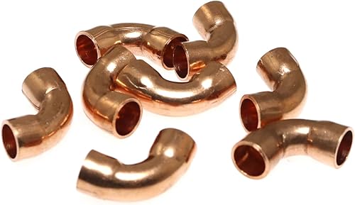 Miniatura 6 de RLECS 8 unids 38 pulgadas ID 90 grados codo de cobre de giro corto conector de montaje de tubería de cobre accesorios de acoplamiento de cobre para