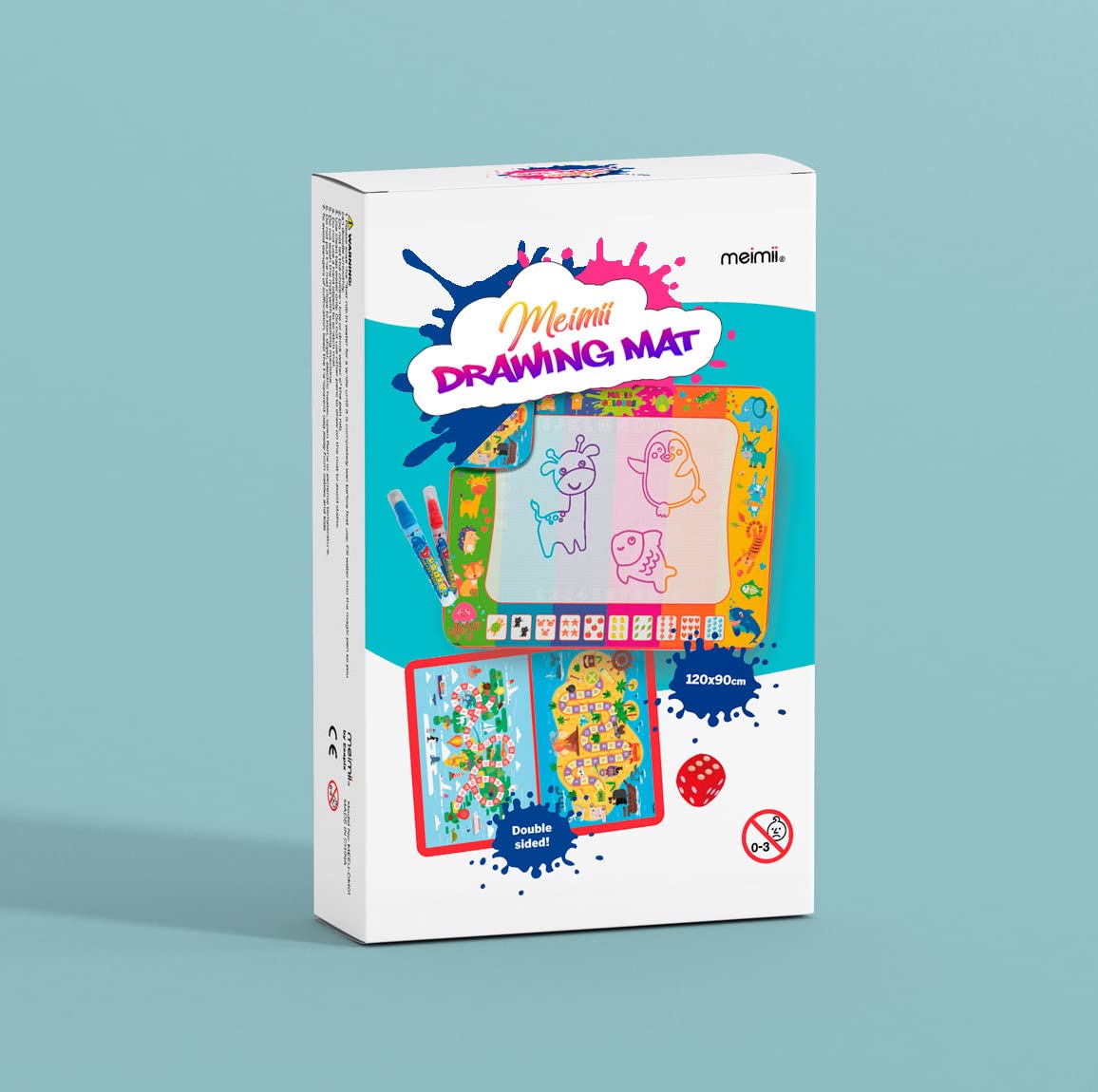 Tappeto Magico 2 Lati 120x90cm Con Accessori, Giochi Educativi e Didattici, Giocattolo per Disegni, Acqua, Bambini 3 anni, Doodle Idea Regalo Design Registrato