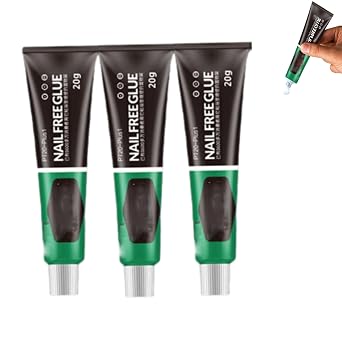 All-Purpose Glue, Nail-Free Glue Adhesive Sealant, Nail Free Glue Heavy Duty, Multifunctional Adhesive Glue Universal Strong Plastic Glue for Resin Ceramic Metal Glass 3 PCS